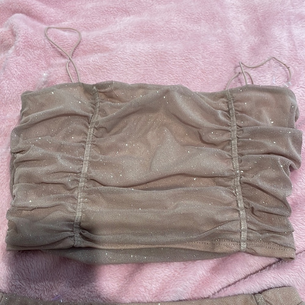 New cute 2 piece Windsor mini dress rose gold with glitter fits medium large